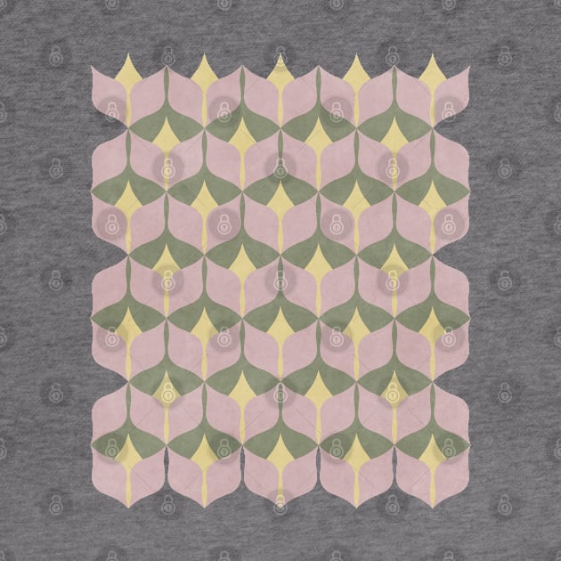 Geometric Pattern Pink Yellow Green by FAROSSTUDIO
